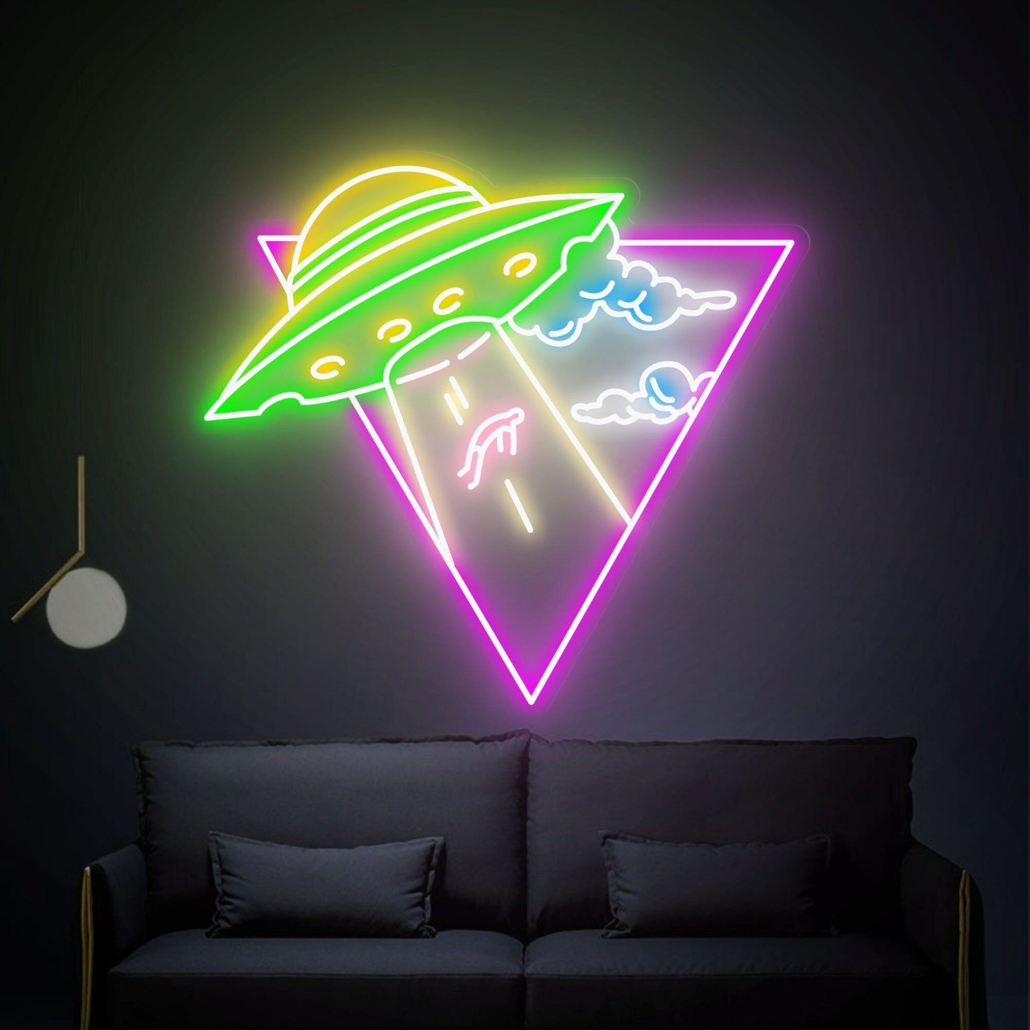 Cool Ufo Kidnapping Man Led Neon Sign For Wall Decor | Shineneon