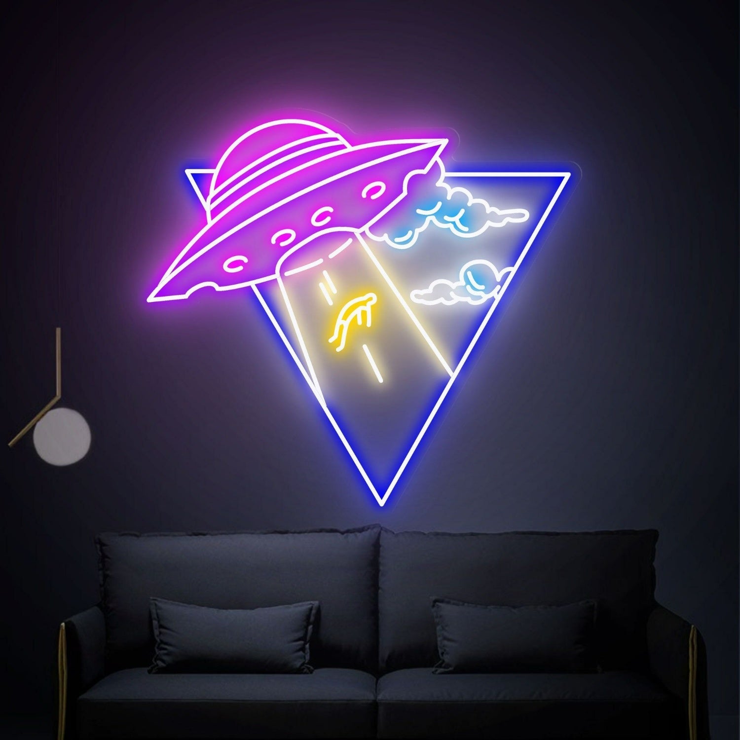 Cool Ufo Kidnapping Man Led Neon Sign For Wall Decor - Shineneon