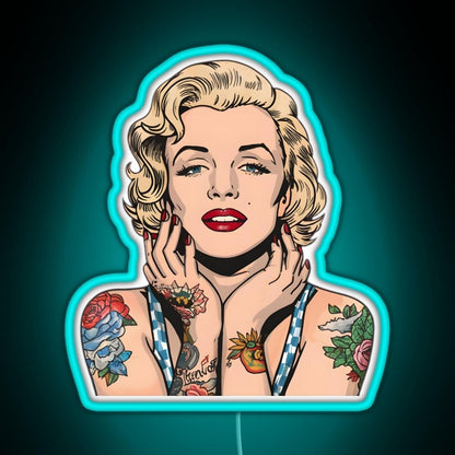 Cool Vintage Marilyn Monroe With Tattoos Rgb Led Neon Sign Pop Wall Art - Shineneon