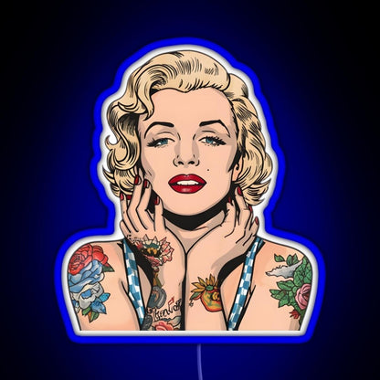 Cool Vintage Marilyn Monroe With Tattoos Rgb Led Neon Sign Pop Wall Art - Shineneon