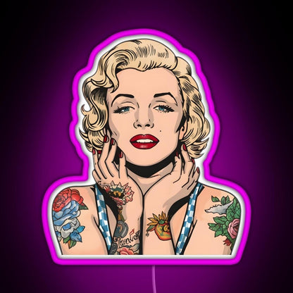 Cool Vintage Marilyn Monroe With Tattoos Rgb Led Neon Sign Pop Wall Art - Shineneon