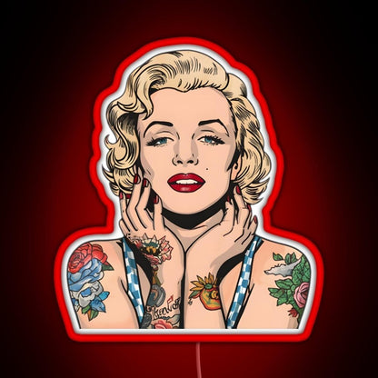 Cool Vintage Marilyn Monroe With Tattoos Rgb Led Neon Sign Pop Wall Art - Shineneon