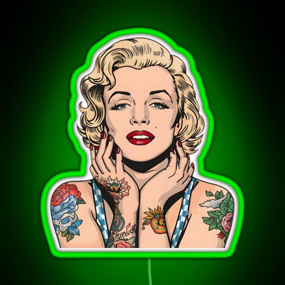 Cool Vintage Marilyn Monroe With Tattoos Rgb Led Neon Sign Pop Wall Art - Shineneon