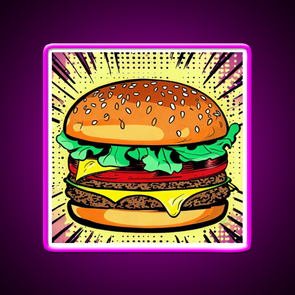 Copy Of Burger Pop Art 2 Fast Food Led Neon Sign For Burger Place Rgb Color