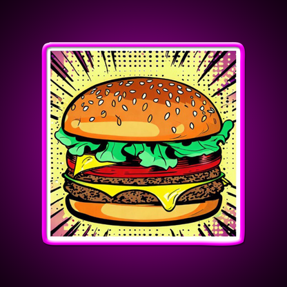 Copy Of Burger Pop Art 2 Fast Food Led Neon Sign For Burger Place Rgb Color