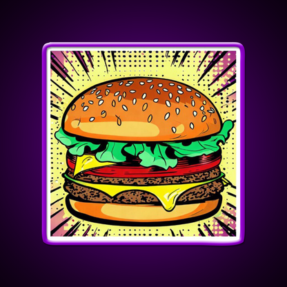 Copy Of Burger Pop Art 2 Fast Food Led Neon Sign For Burger Place Rgb Color