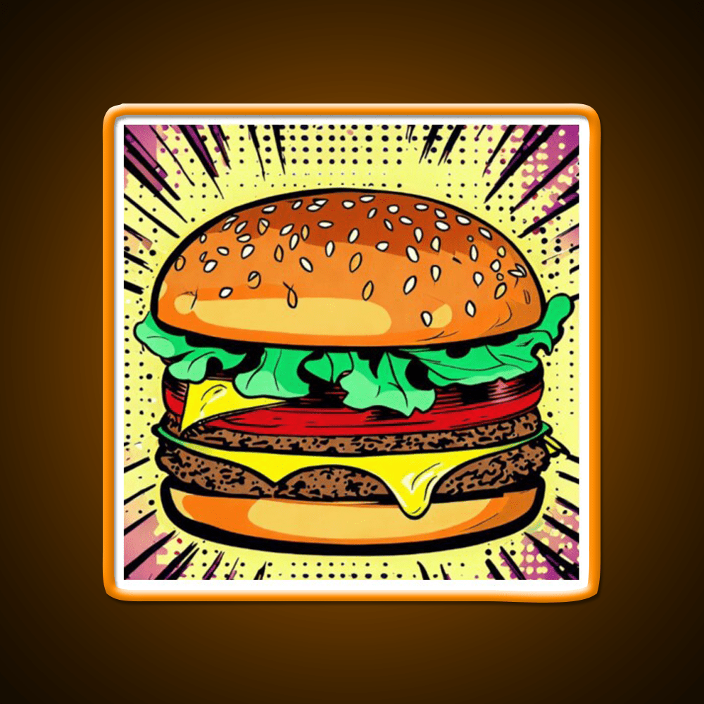 Copy Of Burger Pop Art 2 Fast Food Led Neon Sign For Burger Place Rgb Color - Shineneon