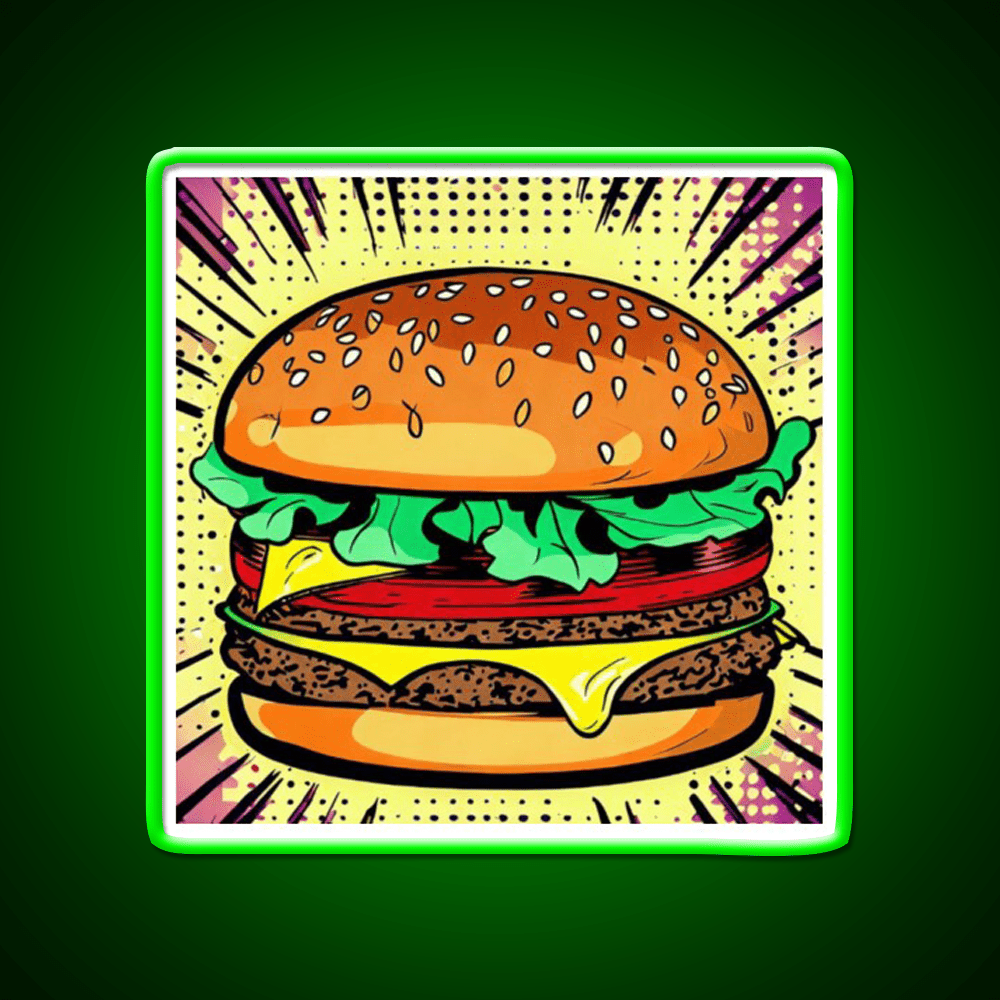 Copy Of Burger Pop Art 2 Fast Food Led Neon Sign For Burger Place Rgb Color - Shineneon