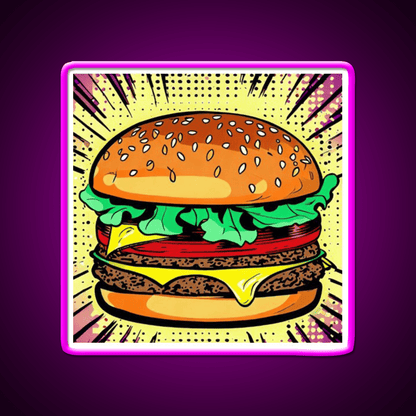 Copy Of Burger Pop Art 2 Fast Food Led Neon Sign For Burger Place Rgb Color - Shineneon