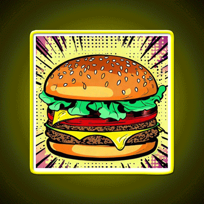 Copy Of Burger Pop Art 2 Fast Food Led Neon Sign For Burger Place Rgb Color