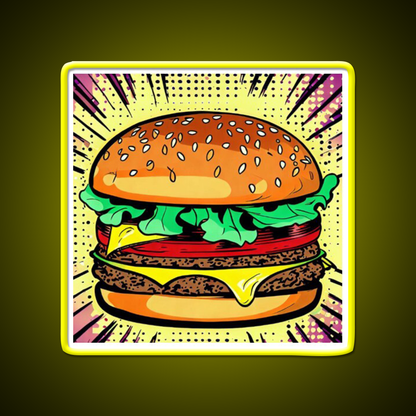 Copy Of Burger Pop Art 2 Fast Food Led Neon Sign For Burger Place Rgb Color