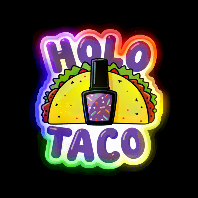 Copy Of Holo Taco Sparkle Polish Nail Salon Led Neon Sign Rgb Color - LED neon sign close-up detail