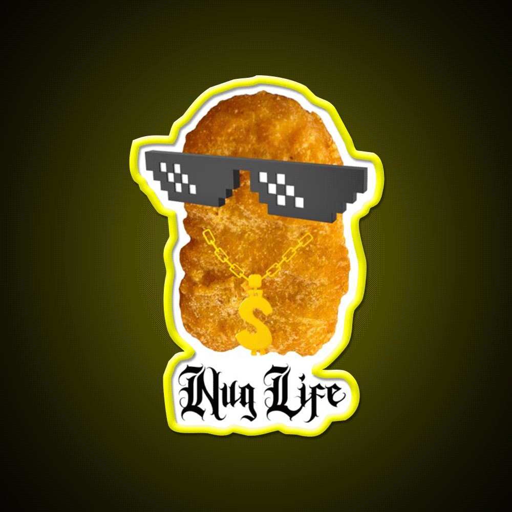 Copy Of Nug Life Mcdonalds Chicken Led Neon Sign For Burger Place Rgb Color - Custom LED neon sign front view