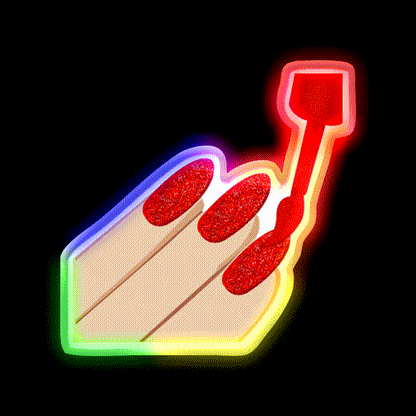Copy Of Red Glitter Nails Emoji Nail Salon Led Neon Sign Rgb Color - LED neon sign close-up detail