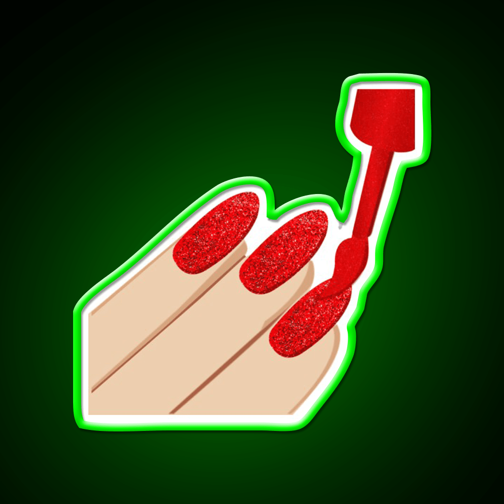 Copy Of Red Glitter Nails Emoji Nail Salon Led Neon Sign Rgb Color - Shineneon