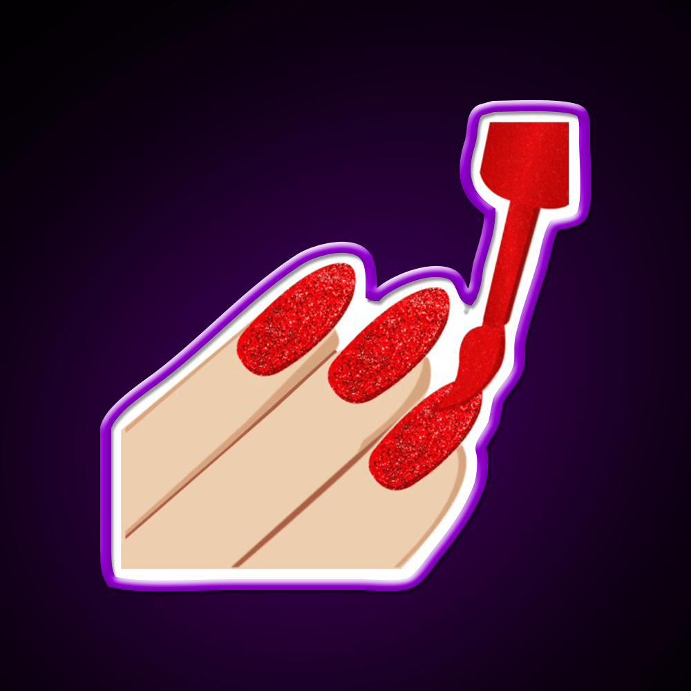 Copy Of Red Glitter Nails Emoji Nail Salon Led Neon Sign Rgb Color - Shineneon