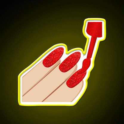 Copy Of Red Glitter Nails Emoji Nail Salon Led Neon Sign Rgb Color - Custom LED neon sign front view