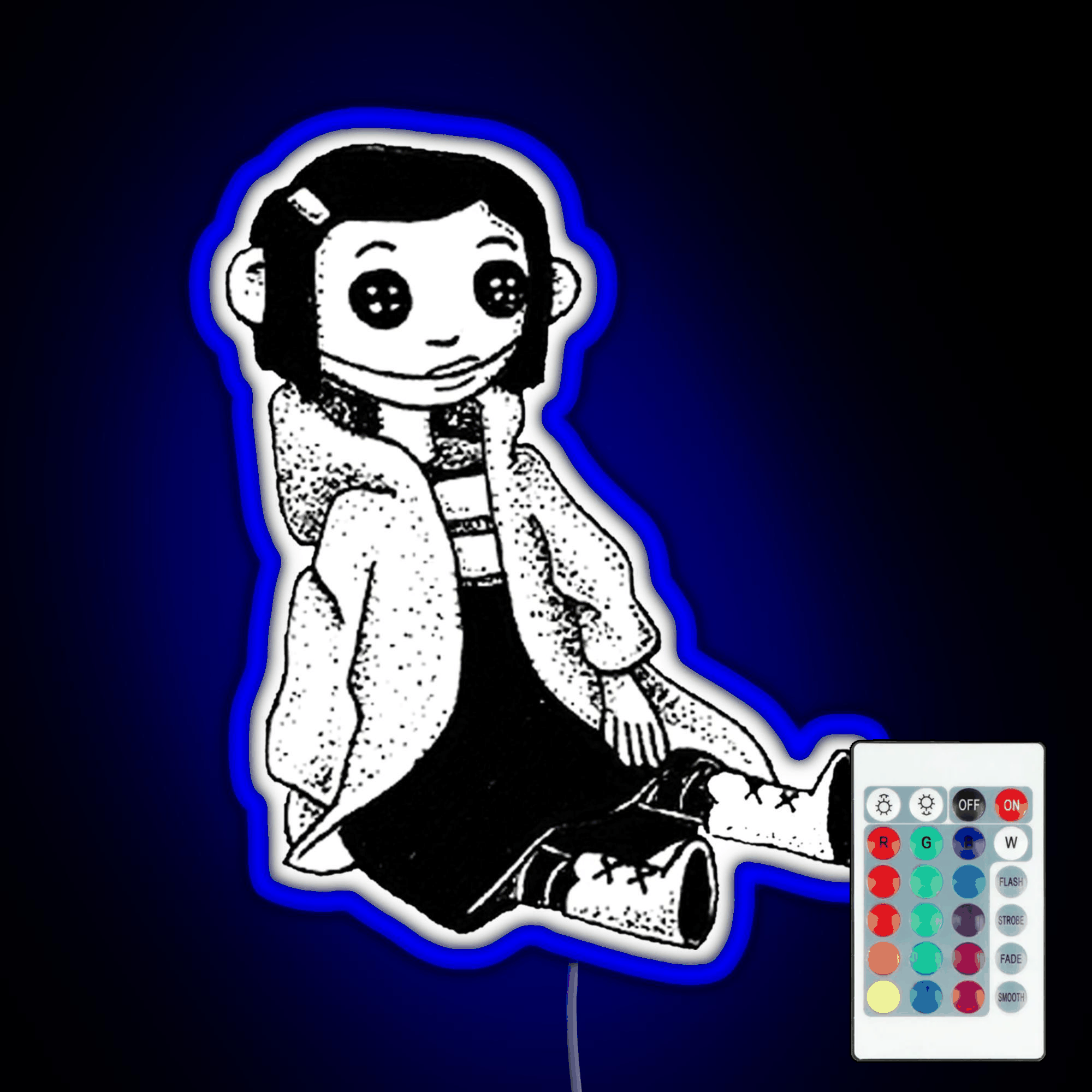 Coraline Inspired Doll Rgb Led Neon Sign Pop Wall Art