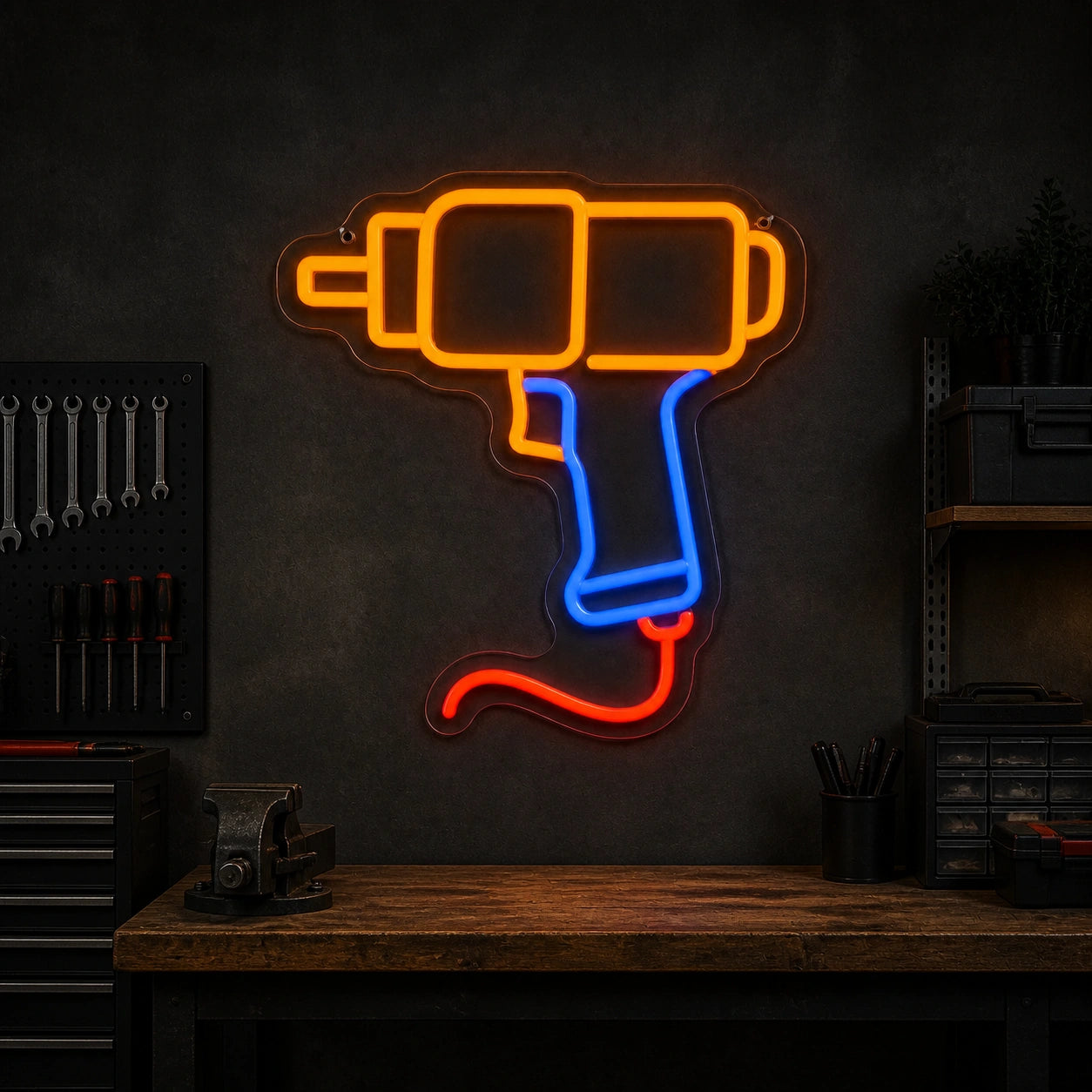 Corded Hand Drill Vintage LED Neon Sign size image