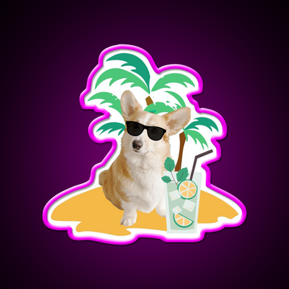 Corgi Cocktail Bar Decor Led Neon Sign Rgb Color - Neon sign mounted on wall in room