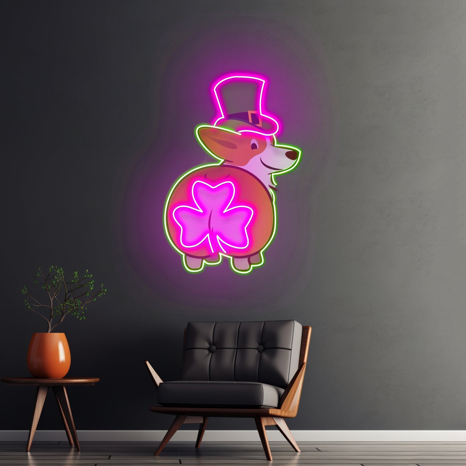 Corgi Irish Shamrock Saint Patrick Day Cute Corgi Led Neon Signs - Shineneon