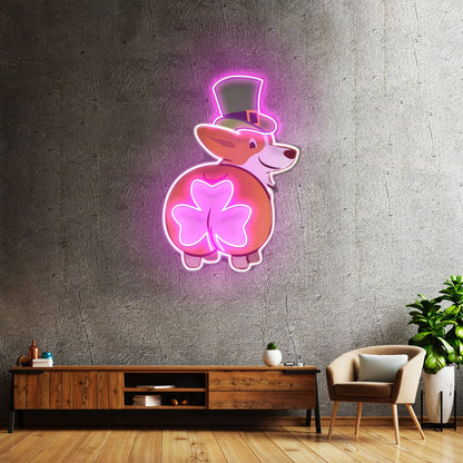 Corgi Irish Shamrock Saint Patrick Day Cute Corgi Led Neon Signs - Shineneon