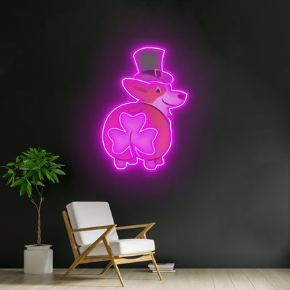 Corgi Irish Shamrock Saint Patrick Day Cute Corgi Led Neon Signs - Shineneon