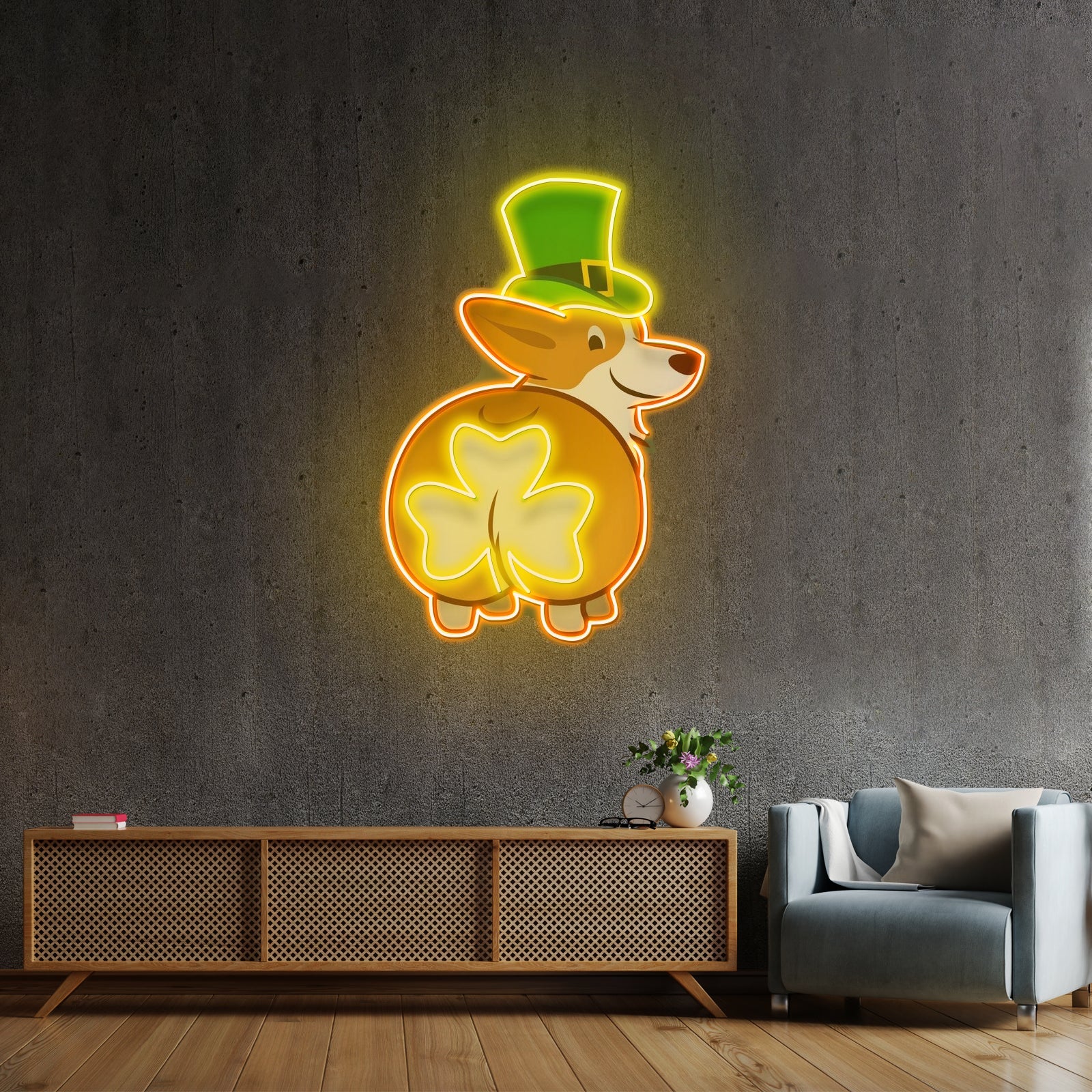 Corgi Irish Shamrock Saint Patrick Day Cute Corgi Led Neon Signs - Shineneon