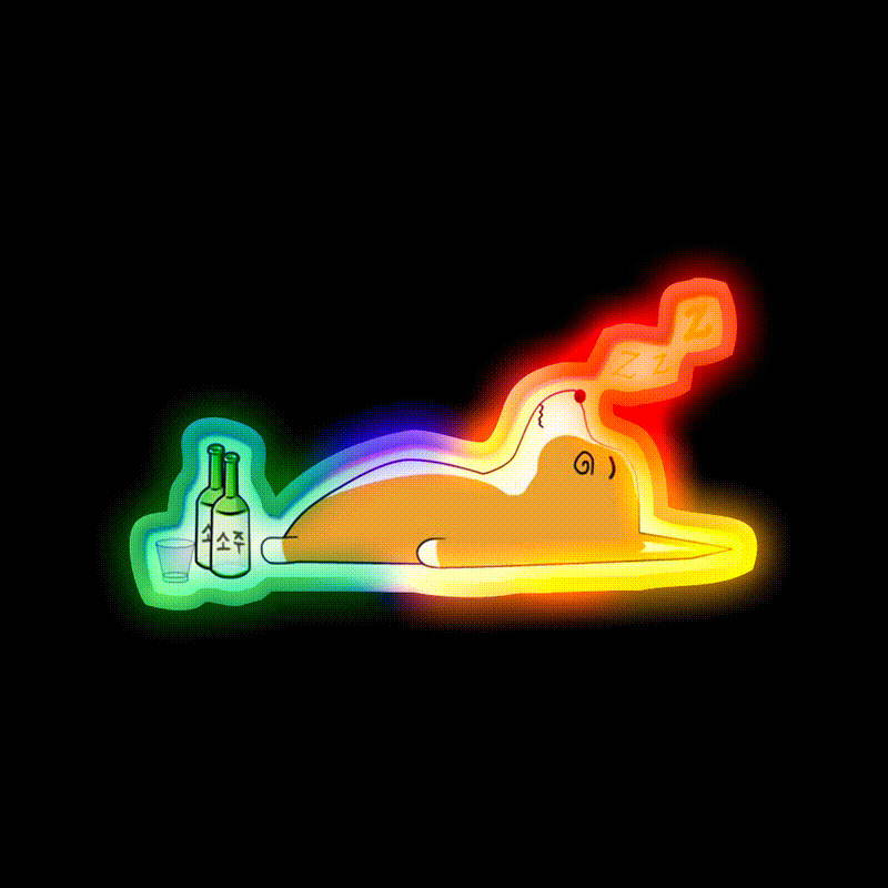 Corgi Nightlife Soju Beer Bar Decor Led Neon Sign Rgb Color - LED neon sign close-up detail