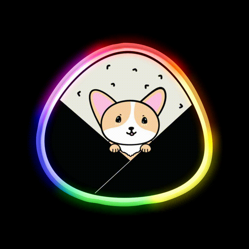 Corgi Onigiri Snack Food Led Neon Sign Rgb Color - LED neon sign close-up detail