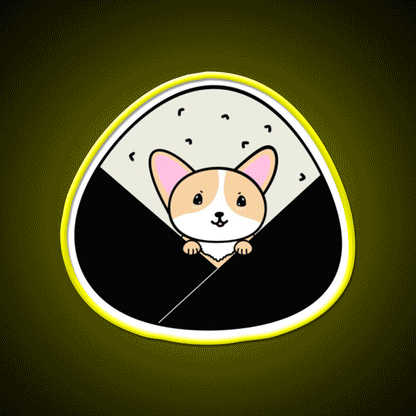 Corgi Onigiri Snack Food Led Neon Sign Rgb Color - Custom LED neon sign front view