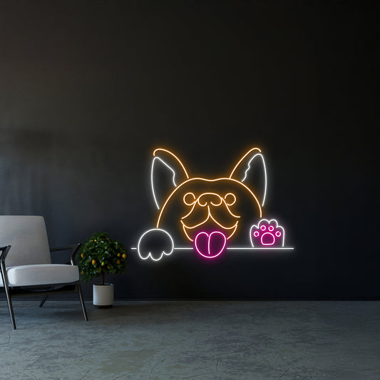 Corgi Saying Hello Neon Sign