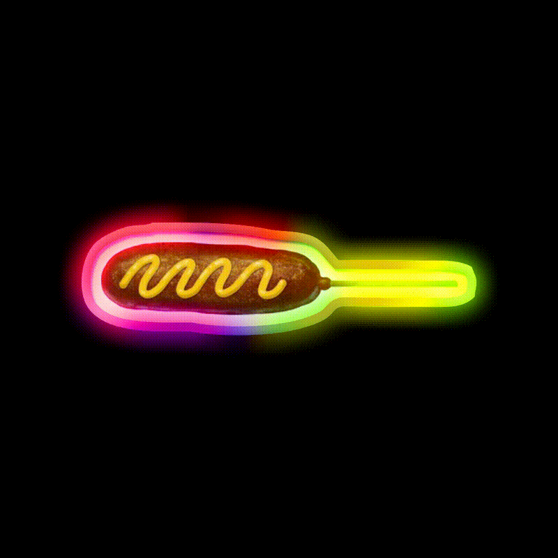 Corn Dogs Snack Food Led Neon Sign Rgb Color - LED neon sign close-up detail