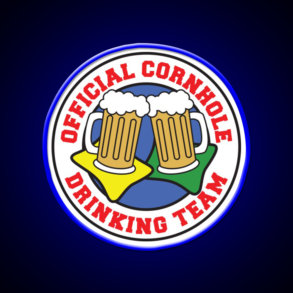 Cornhole Drinking Team Featuring Beers Beer Bar Decor Led Neon Sign Rgb Color - Size and dimension reference
