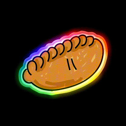 Cornish Pasty Snack Food Led Neon Sign Rgb Color - LED neon sign close-up detail