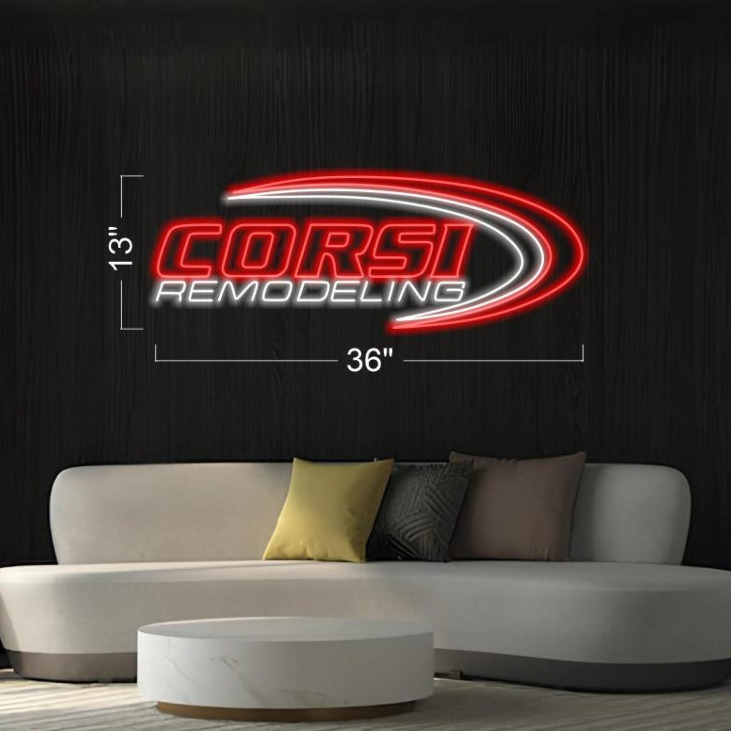 Corsi Remodeling Red White Arc Design Led Neon Sign Office Studio Decor | Shineneon