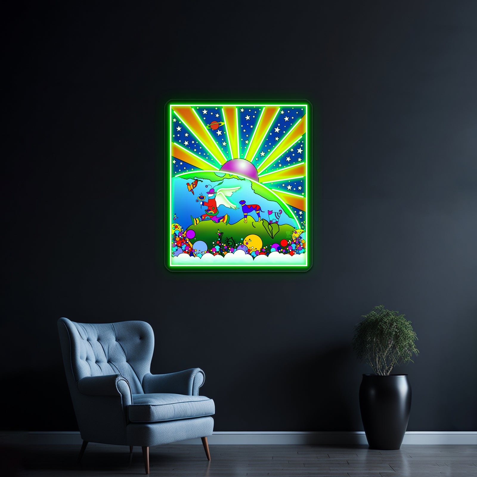 Cosmic Pet World Artwork Business Led Sign