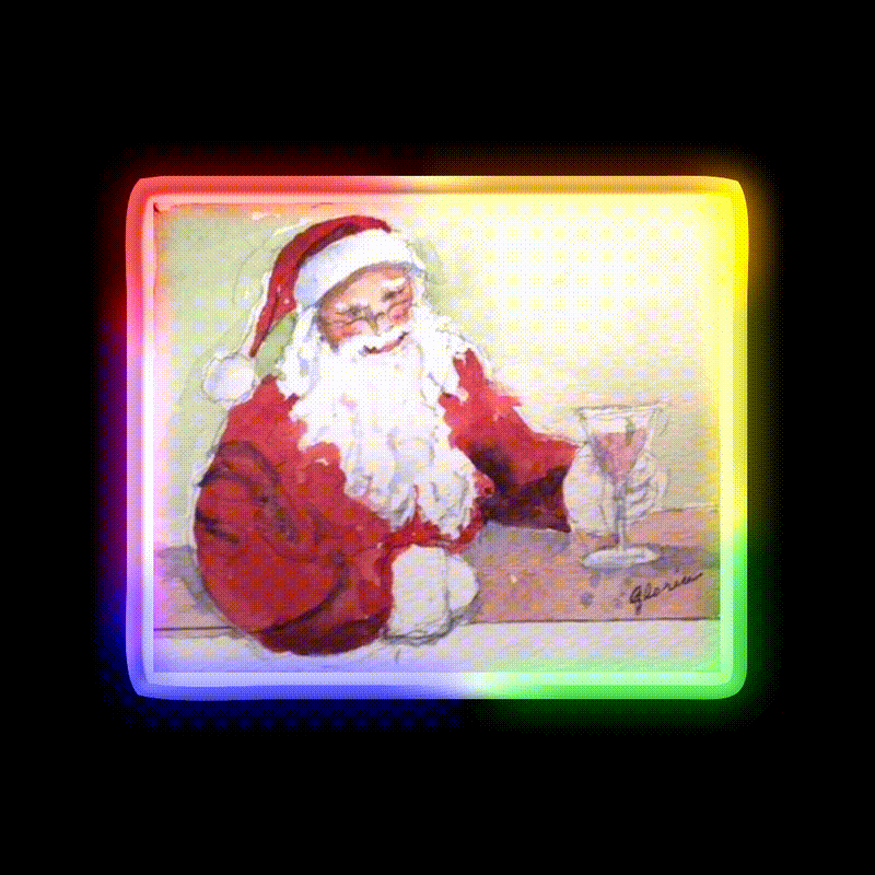 Cosmo Claus Cocktail Bar Decor Led Neon Sign Rgb Color - LED neon sign close-up detail