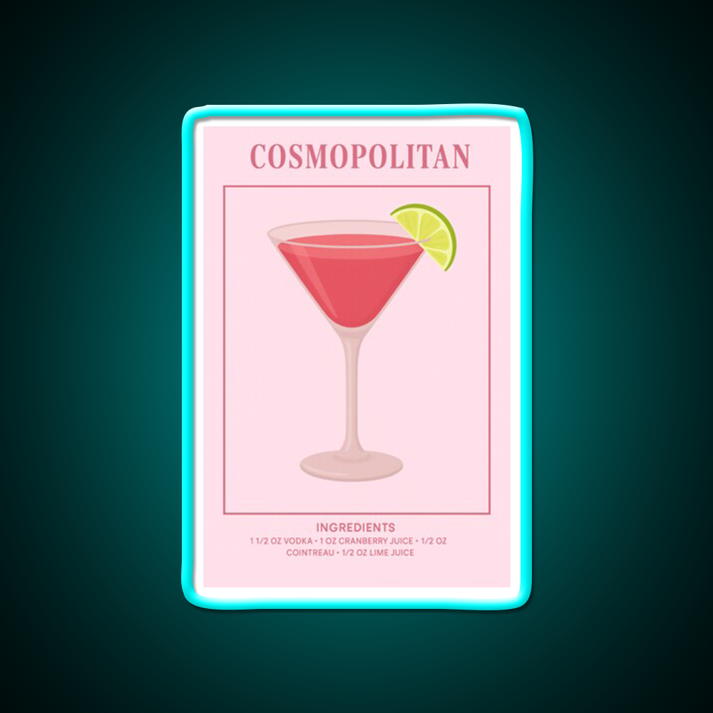 Cosmopolitan Cocktail Bar Decor Led Neon Sign Drink Lounge Art Rgb Color - Size and dimension reference