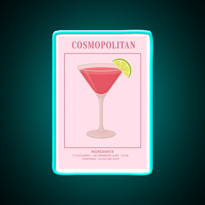 Cosmopolitan Cocktail Bar Decor Led Neon Sign Drink Lounge Art Rgb Color - Size and dimension reference