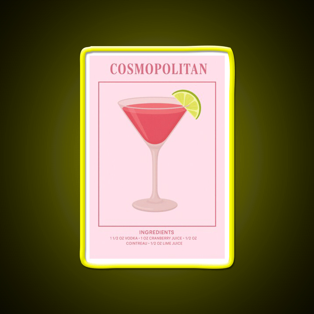 Cosmopolitan Cocktail Bar Decor Led Neon Sign Drink Lounge Art Rgb Color - Custom LED neon sign front view