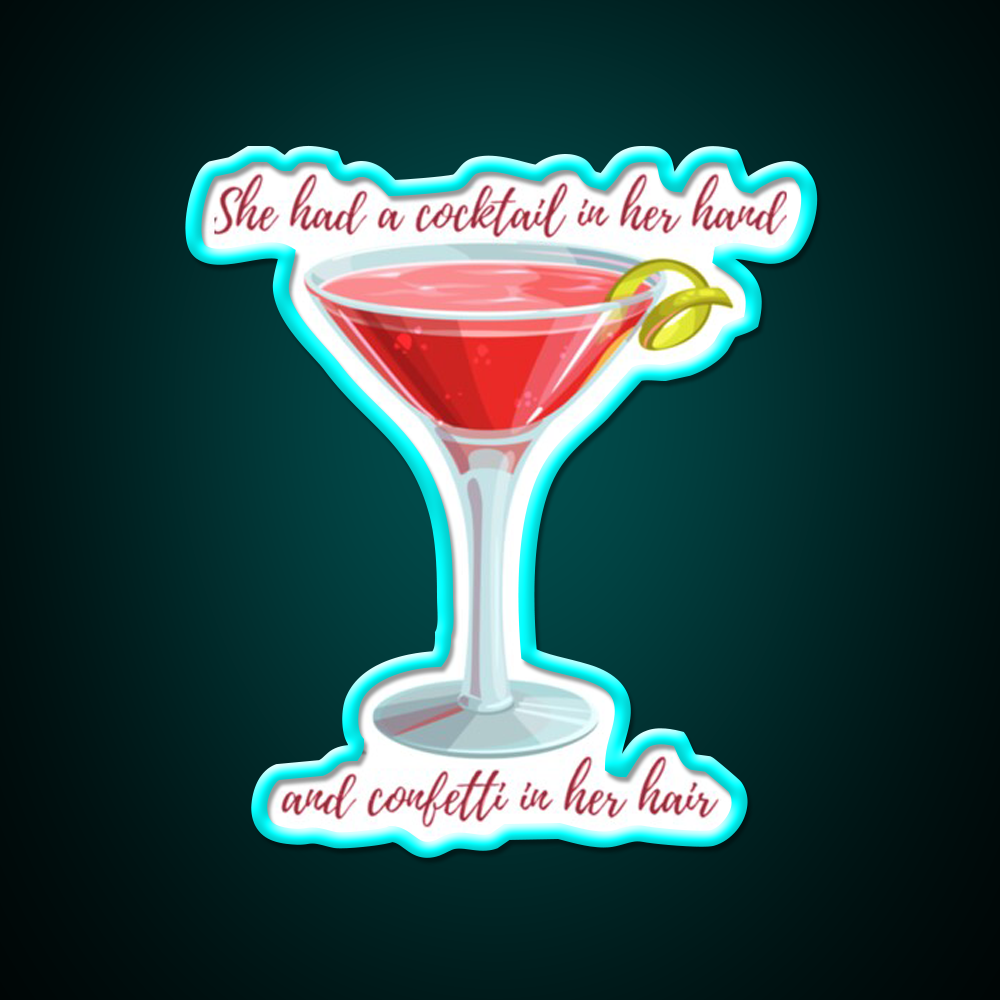 Cosmopolitan Cocktail Bar Decor Led Neon Sign Drink Wall Art Rgb Color - Size and dimension reference