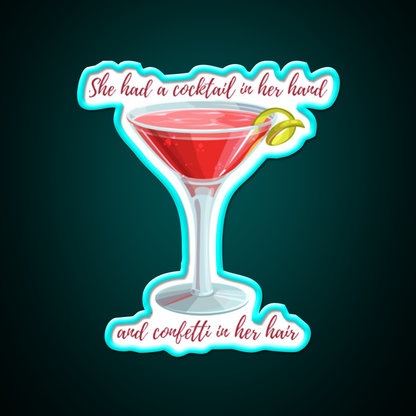 Cosmopolitan Cocktail Bar Decor Led Neon Sign Drink Wall Art Rgb Color - Size and dimension reference