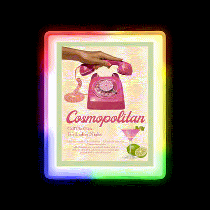 Cosmopolitan Cocktail Bar Decor Led Neon Sign Neon Party Sign Rgb Color - LED neon sign close-up detail