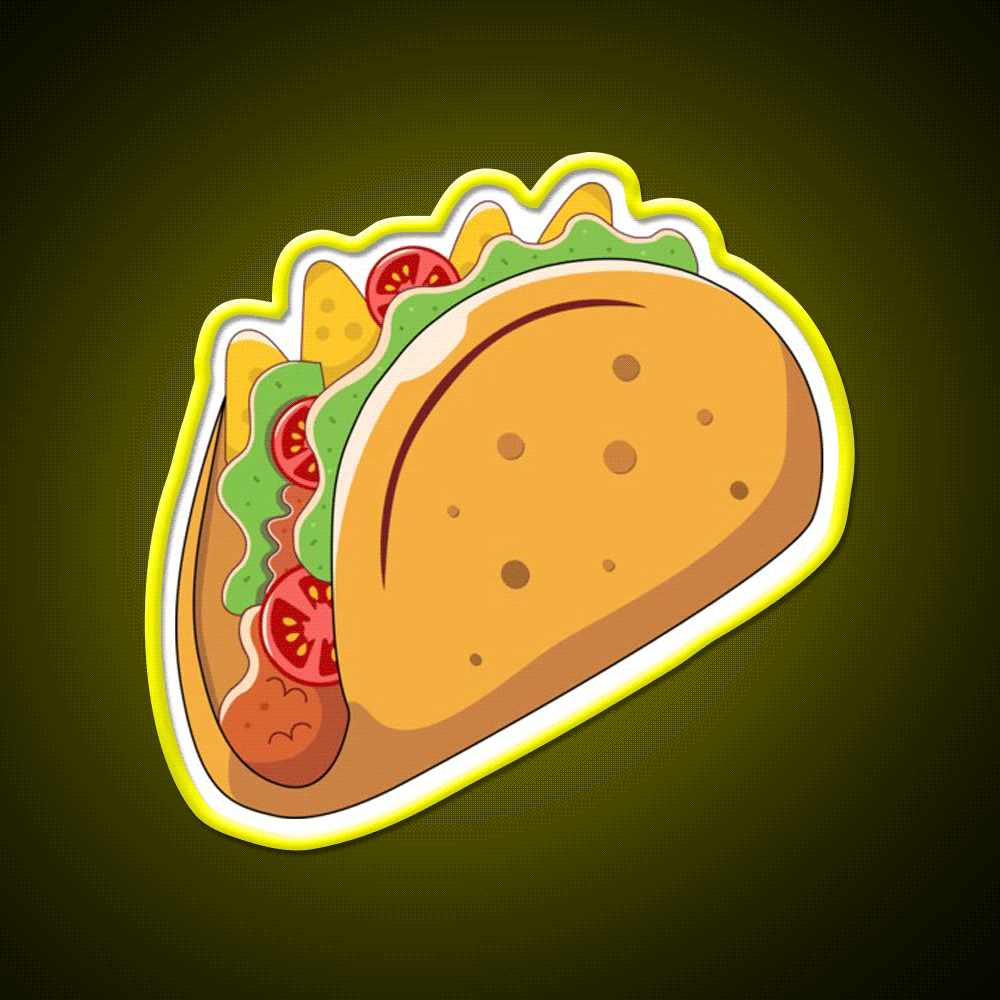 Count Mexican Taco Minimalistic Taco Led Neon Sign Wall Light Rgb Color - Custom LED neon sign front view