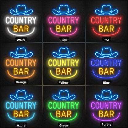 Country Bar Cowboy Hat Horseshoe Vintage LED Neon Sign - Shineneon