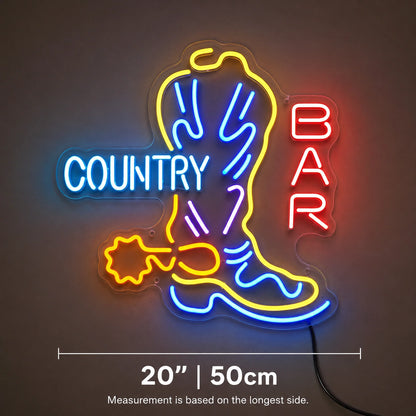Country Boot Star Neon Sign LED Neon Sign size image