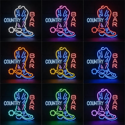 Country Boot Star Neon Sign LED Neon Sign color grid