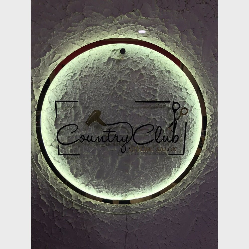 Country Club Styling Salon Acrylic Business Logo Sign - Shineneon