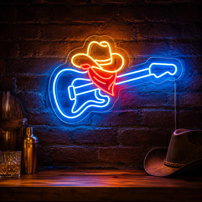Country Guitar Cowboy Hat Neon Sign LED Neon Sign high-converting product image
